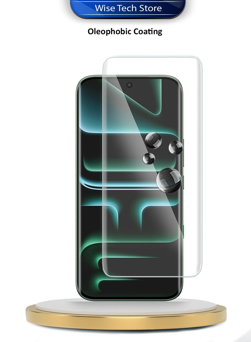 دبليو تيك واقي شاشة زجاجي مقسّى كامل مع غطاء كامل وغراء كامل للحواف المنحنية لجهاز Infinix Note Edge 5G 2026 الفاخر (MSGUCN) - شفاف - Image 3